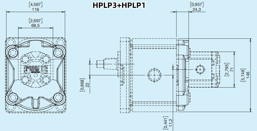 Bondioli&Pavesi邦貝HPLP3+HPLP1多級齒輪泵尺寸